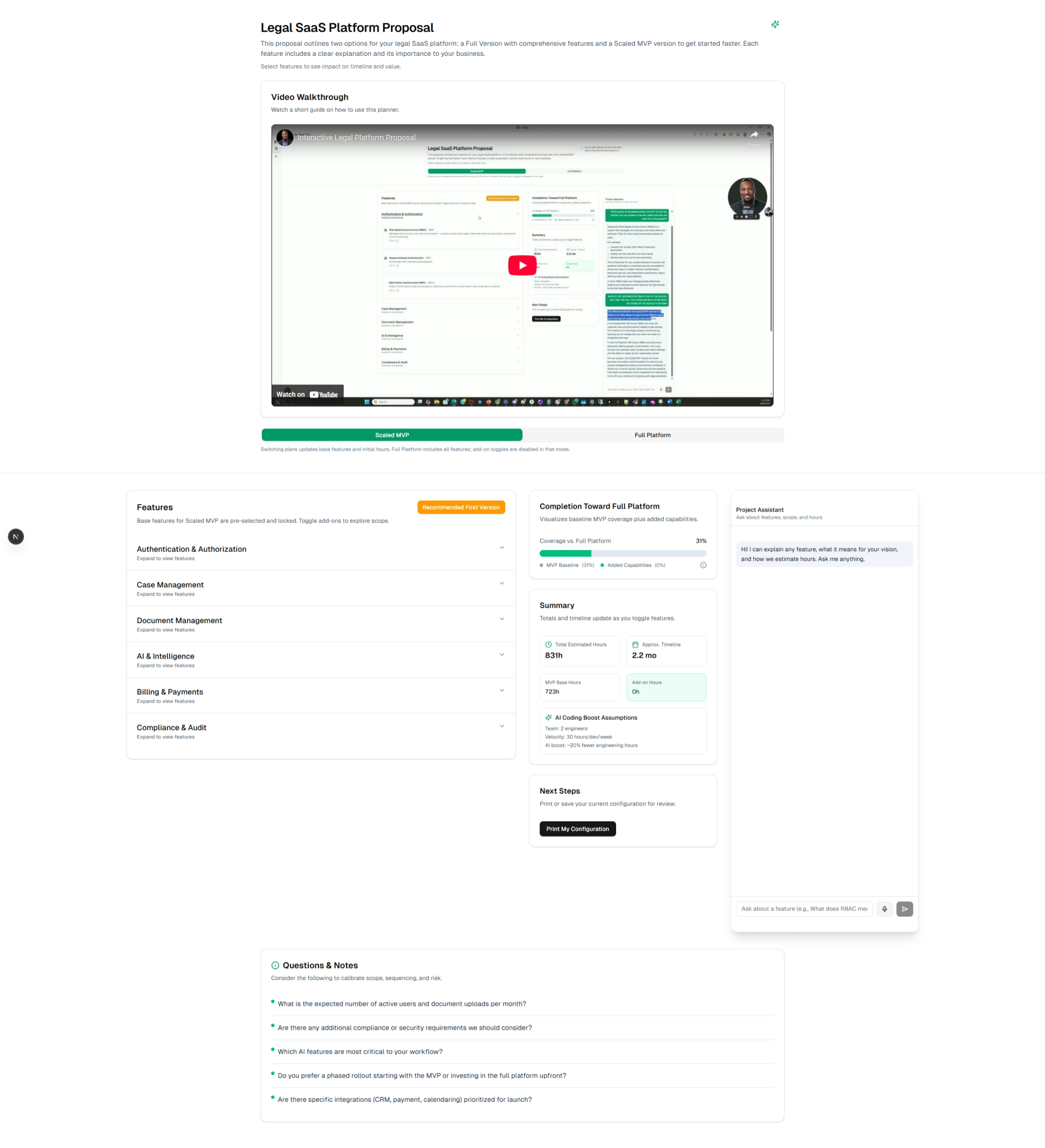 Interactive AI Proposals